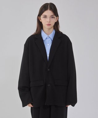 WEGO 【ユニセックス着用ITEM/MLサイズ展開】ボンディングスウェットテーラードジャケット ブラック