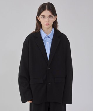 WEGO 【ユニセックス着用ITEM/MLサイズ展開】ボンディングスウェットテーラードジャケット ブラック