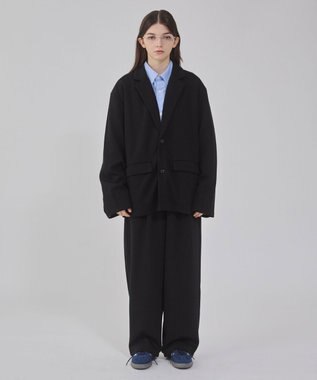 WEGO 【ユニセックス着用ITEM/MLサイズ展開】ボンディングスウェットテーラードジャケット ブラック