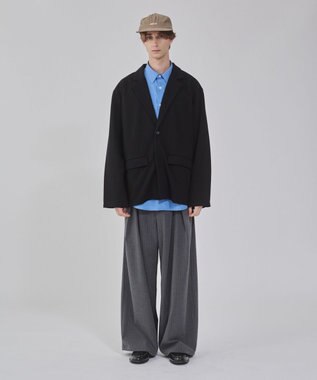 WEGO 【ユニセックス着用ITEM/MLサイズ展開】ボンディングスウェットテーラードジャケット ブラック