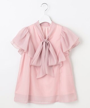 Feroux リボンタイフリルブラウス ピンク系