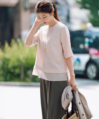 23区 L 【VERY・Oggi掲載】ストレッチジョーゼット シアーコンビ カットソー ピンク系