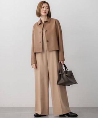 23区 L ラムレザー ステンカラー ジャケット キャメル系