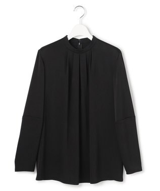 ICB L アセテートダブルサテン ランタンスリーブブラウス ブラック
