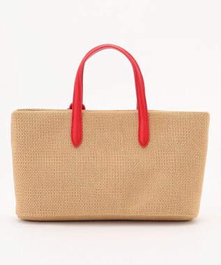 ANY ワイドフェイクラフィアトートバッグ レッド