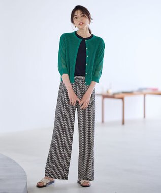 ANY L メッシュパターンニットカーディガン ターコイズ