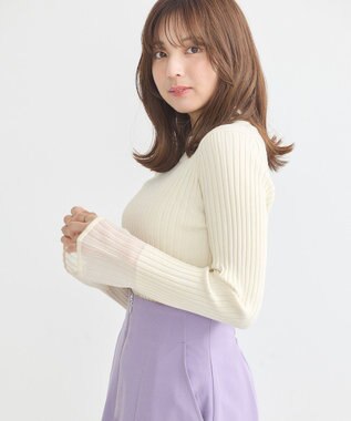 earth music&ecology シアースリーブリブハイネックプルオーバー