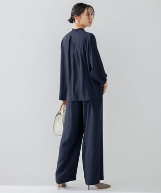 23区 S 【洗える】バックサテンアムンゼン ワイドパンツ ネイビー系