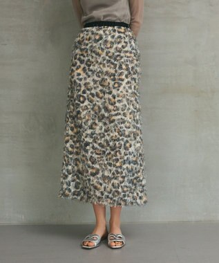 GRACE CONTINENTAL フェザーレオパードスカート ベージュ