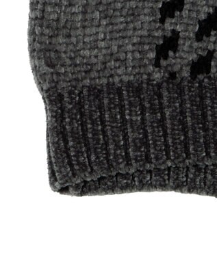 WEGO ベロアモールパターンカーディガン グレーチェック1