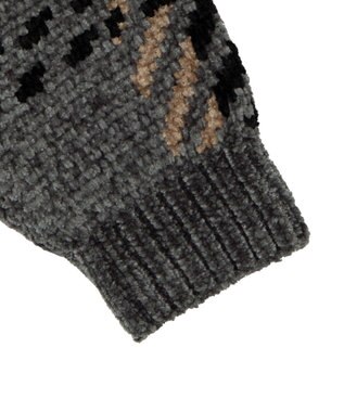 WEGO ベロアモールパターンカーディガン グレーチェック1