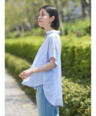 AMERICAN HOLIC サラックールフレンチスリーブシャツ Stripe Ivory