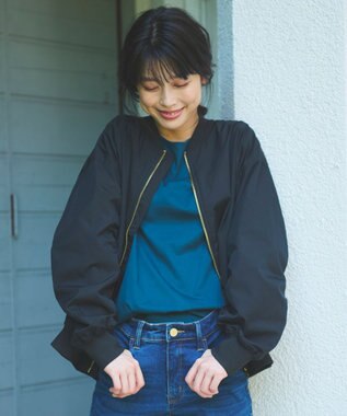 ANY 【洗濯機可能/撥水】MA-1 ギャザーブルゾン ブラック