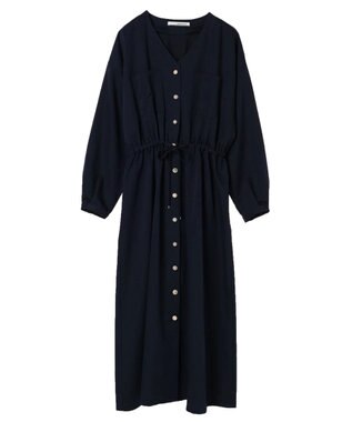 Green Parks ・ＥＬＥＮＣＡＲＥ　ＤＵＥ　Ｖネックイロイロ釦ワンピース Navy