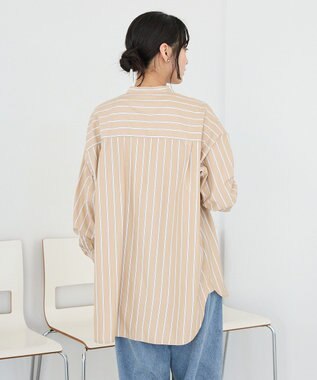 CRAFT STANDARD BOUTIQUE バンドカラーシャツ Stripe Beige