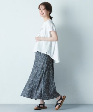 ANY 【UVケア/接触冷感】チュニック丈半袖ロゴTシャツ オフ