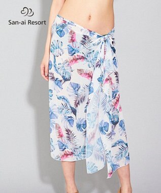 San-ai Resort（三愛水着楽園） 【SALE】【San-ai Resort】リーフ柄 パレオワンピース M