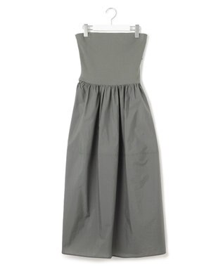 23区 S 【洗える】ブライトナイロンワッシャー ニットコンビワンピース カーキ系