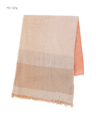 MOONBAT FURLA(フルラ）カシミヤ100％ オンブレー チェック ストール 手洗いOK ベージュ