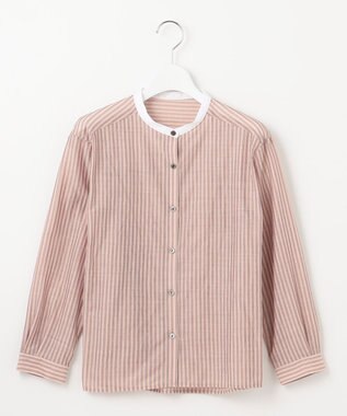 J.PRESS LADIES L シアーピンストライプ カットソー ピンク×スレート系1