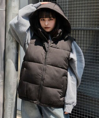 WEGO 【25年秋冬新作/ユニセックス着用ITEM/MLサイズ展開】2WAYパファーベスト ブラック