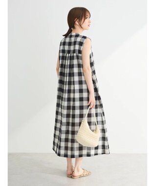 Green Parks インド綿 ギンガムチェックノースリーブワンピース Gingham Check