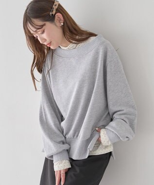 earth music&ecology 裾スリット裏毛プルオーバー Gray Mixture