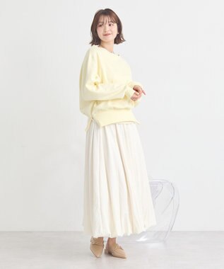 earth music&ecology 裾スリット裏毛プルオーバー Yellow