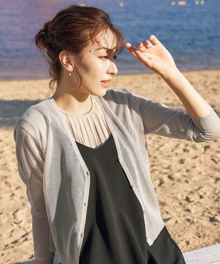 Tiaclasse シアーショートカーディガン グレージュ