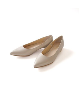 Pointer 日本製 本革美脚ローヒールパンプス トープ