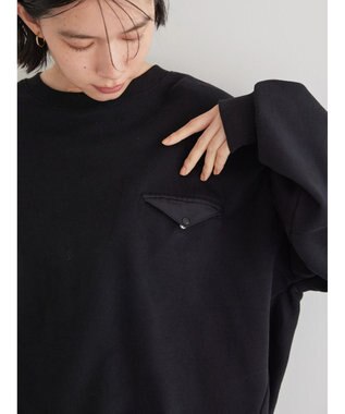 AMERICAN HOLIC ポケット付きバックドレープ裏毛プルオーバー Black