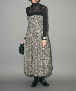 Green Parks ジャガードキャミワンピース Flower Black