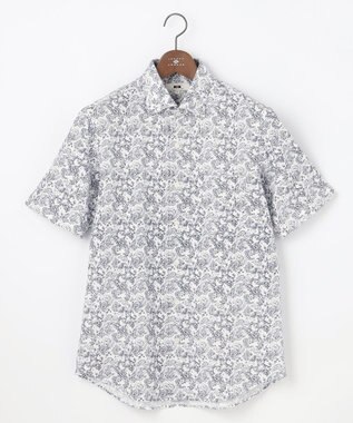 JOSEPH ABBOUD 【日本製ジャージー使用・清涼感・イージーケア】シャンブレー ペイズリープリント シャツ ホワイト系7