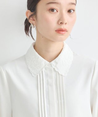 earth music&ecology 刺繍襟ブラウス Off White