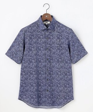 JOSEPH ABBOUD 【日本製ジャージー使用・清涼感・イージーケア】シャンブレー ペイズリープリント シャツ ダルブルー系7