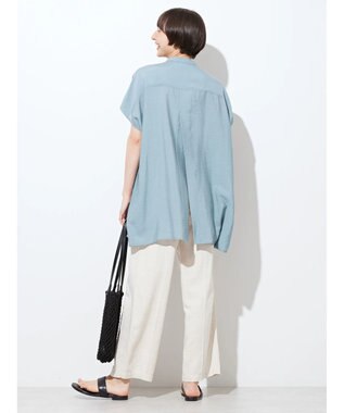 AMERICAN HOLIC ブザムフレンチスリーブバックオープンチュニック Sax