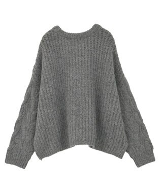 Green Parks ふわふわケーブルニットプルオーバー Gray Mixture