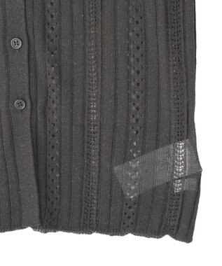 CRAFT STANDARD BOUTIQUE レースニット衿付き半袖カーディガン Dark Gray