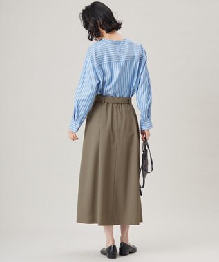 自由区 【洗える】ストレッチライトツイル スカート カーキ