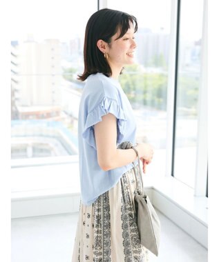 CRAFT STANDARD BOUTIQUE 袖ギャザーフレアプルオーバー Sax