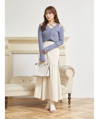 earth music&ecology ギャザー切替マーメイドスカート Ivory