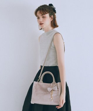 Maison de FLEUR ベロア2Wayスクエアトートバッグ Grayish Pink