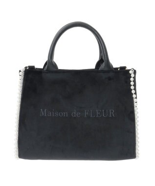 Maison de FLEUR ベロア2Wayスクエアトートバッグ Black