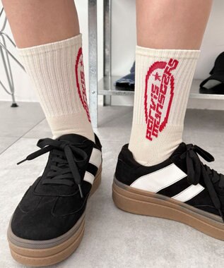 WEGO オーバルロゴデザインソックス ホワイトアイボリー