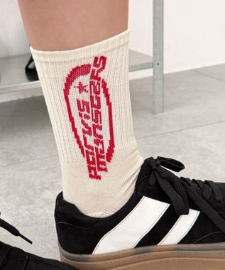 WEGO オーバルロゴデザインソックス ホワイトアイボリー