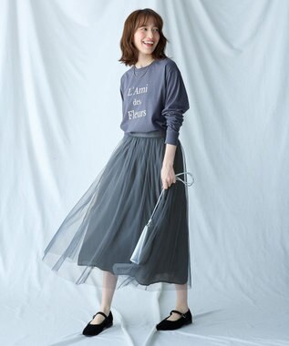 ANY 【洗濯機可】フロッキーロゴロングＴシャツ チャコール