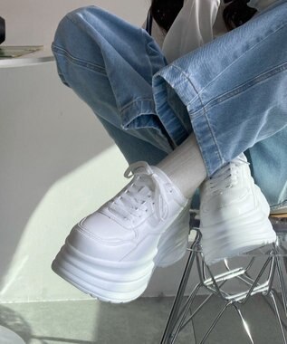 厚底ラインスニーカー