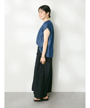 CRAFT STANDARD BOUTIQUE やわらかデニムフレンチスリーブブラウス Indigo