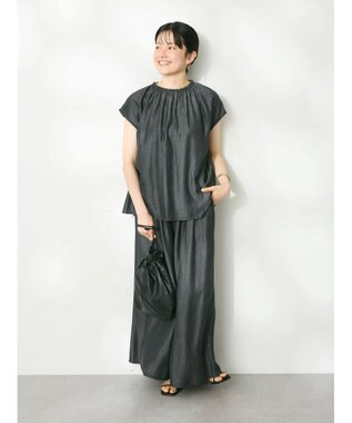 CRAFT STANDARD BOUTIQUE やわらかデニムフレンチスリーブブラウス Black