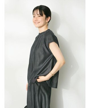 CRAFT STANDARD BOUTIQUE やわらかデニムフレンチスリーブブラウス Black